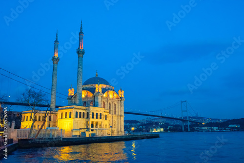 Istanbul Ortakoy Mosque and Bosphorus Bridge