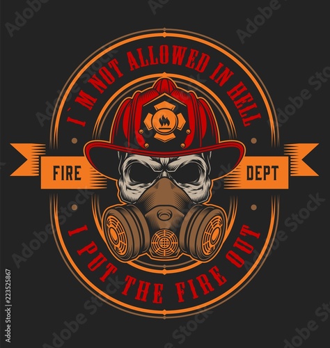 Vintage firefighter colorful print template