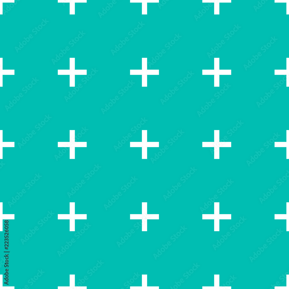 Fototapeta premium Minimalist abstract background. Simple modern printing with pluses. Seamless pattern with geometric shapes. For design, textile, background, packaging. Vector