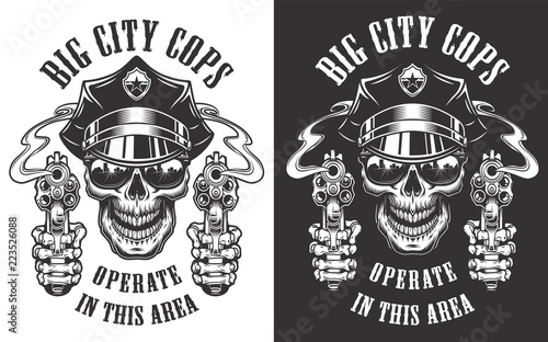 Monochrome police emblems