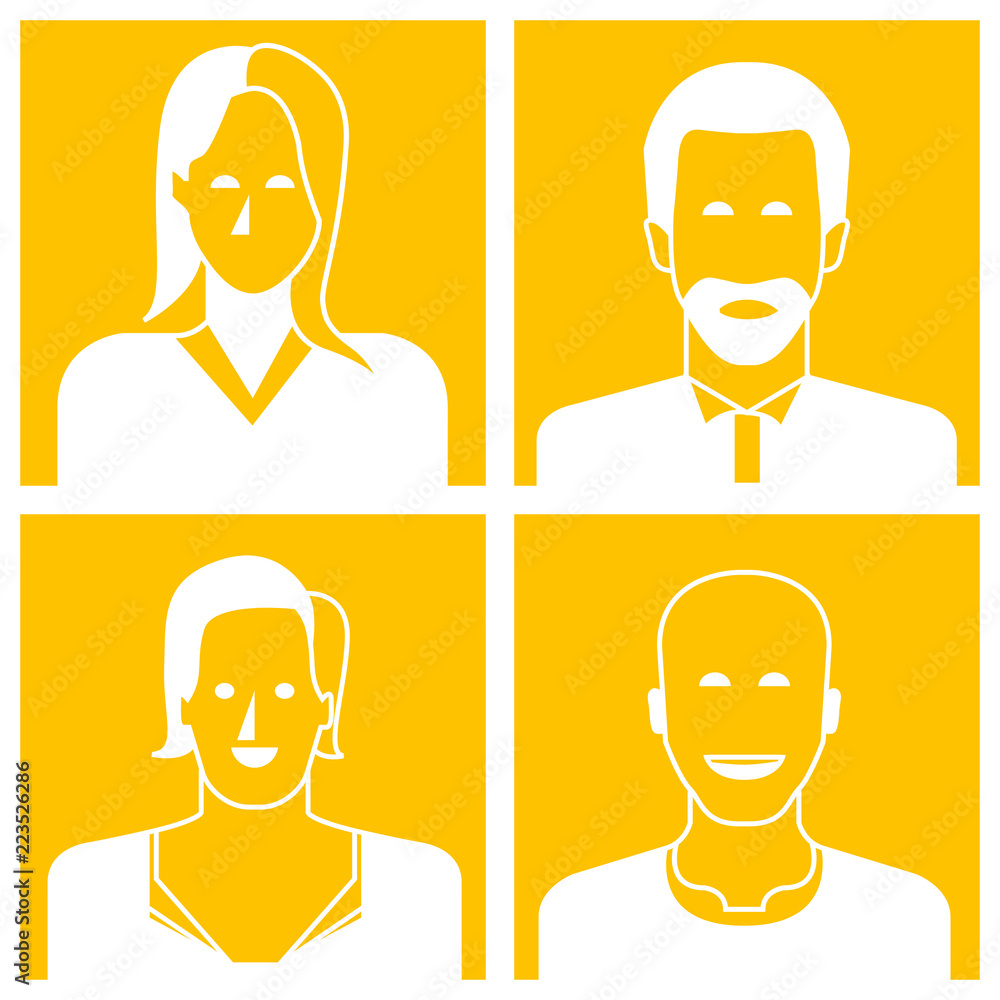 people avatars in yellow background people avatars in yellow background