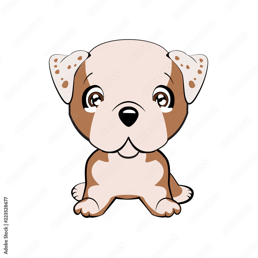 Vector illustration of cute dog in flat style shows sad emotion. Crying emoji. Smiley icon. Chat, communication, print, sticker. Isolated object on blue background. Unhappy. Vector illustration of cute dog in flat style shows sad emotion. Crying emoji. Smiley icon. Chat, communication, print, sticker. Isolated object on blue background. Unhappy.