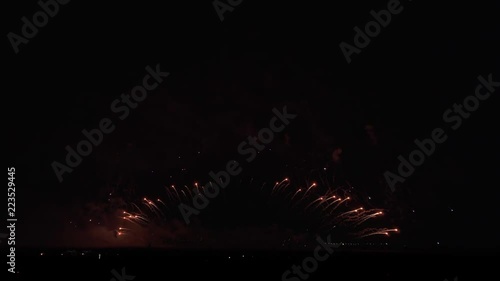Colorful fireworks on black sky background stock footage video