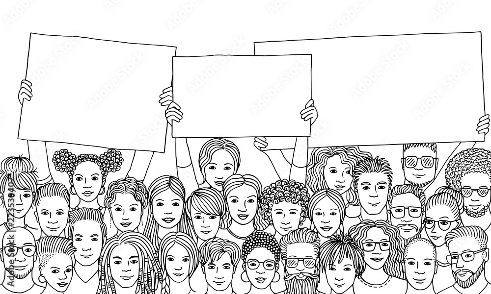 Diverse group of people holding empty signs Stock Vector | Adobe Stock