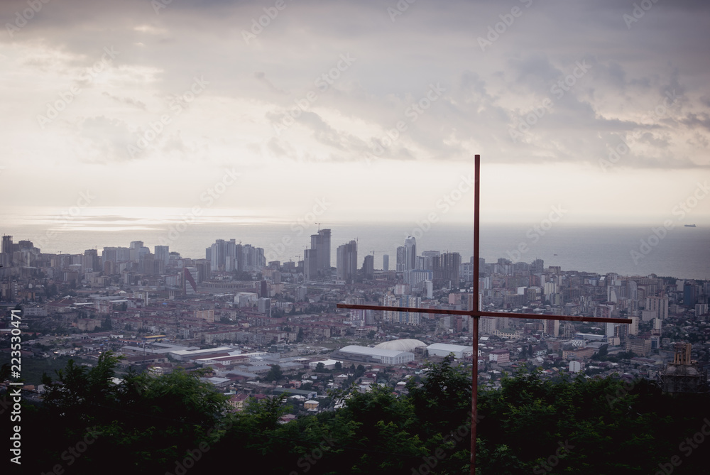 Beatiful colorful Georgian cityscape of Batumi. Panoramic view