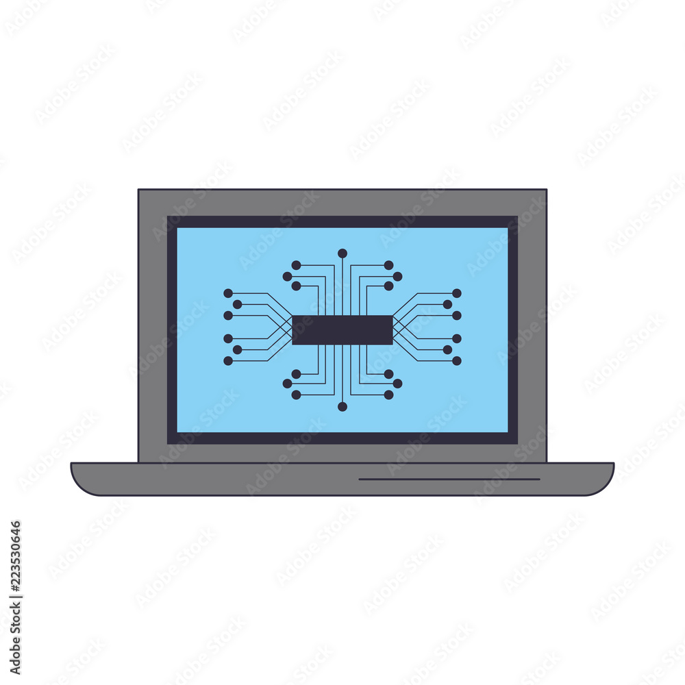 Microchip on laptop screen
