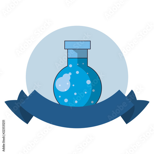 Chemistry flask symbol round emblem