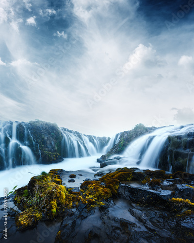 Famous Bruarfoss waterfall with blue water in summer time. Iceland, Europe © Ivan Kmit