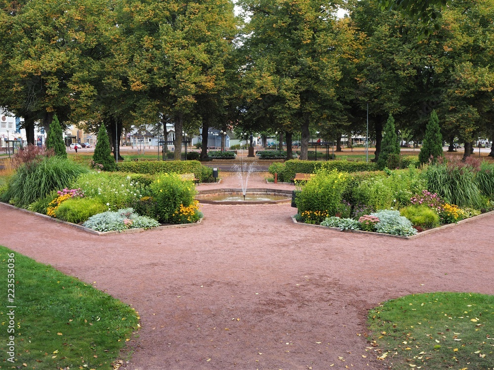 Fototapeta premium Garden in the centre of Mariehamn, Aland, Finland