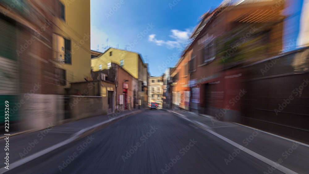 Typical medieval narrow street in beautiful town of Albano Laziale timelapse hyperlapse, Italy
