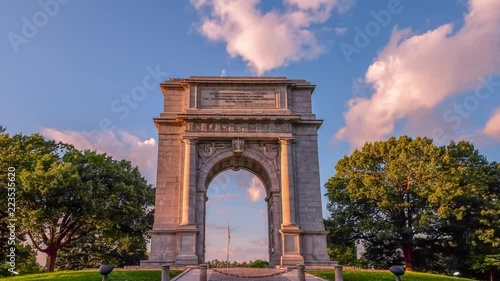 Time lapse arch of valley forge park