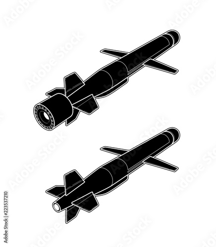 Vector tech draw illustration of cruise missile