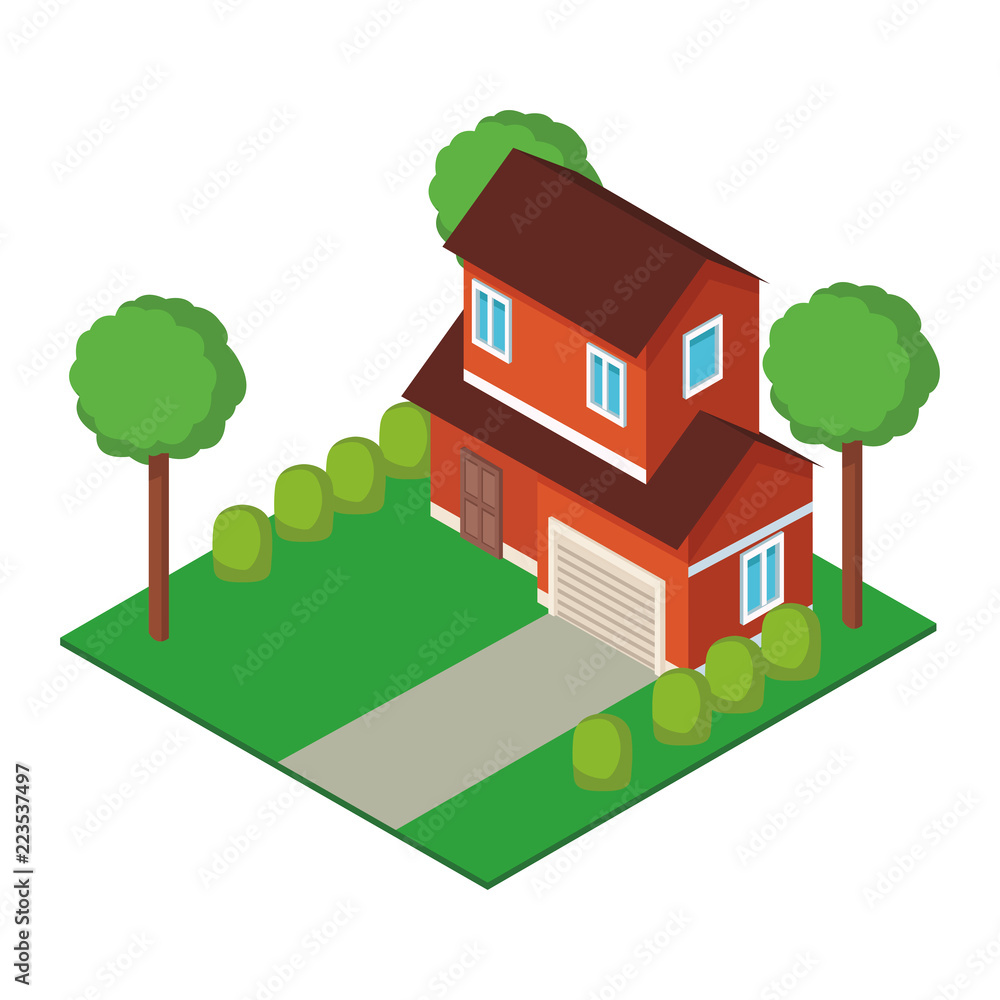 House with garden isometric