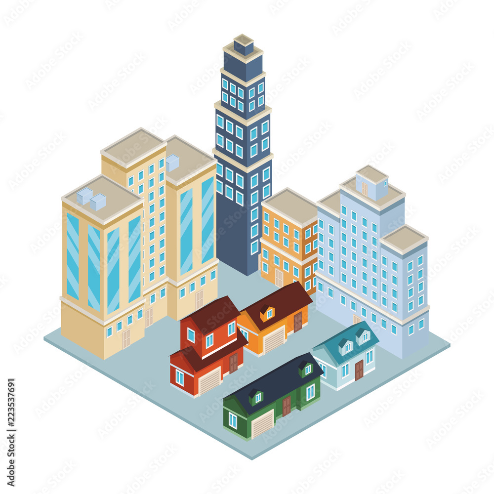 Houses and edifices isometric