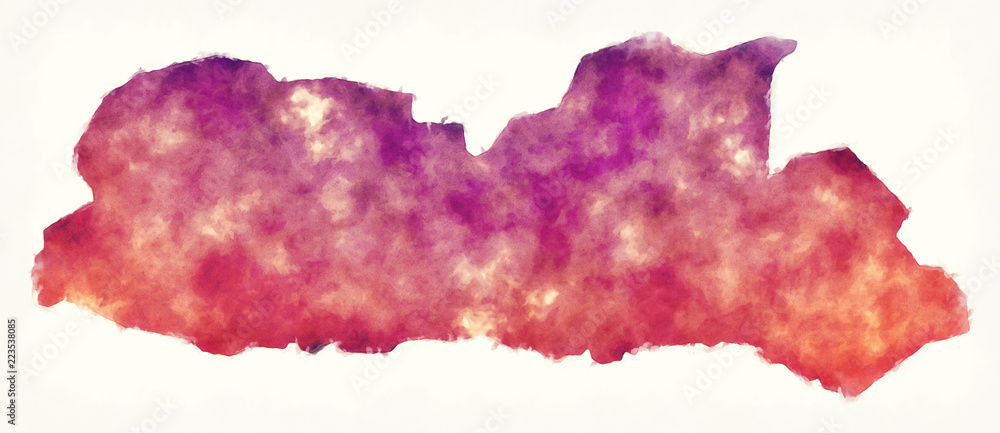 Meghalaya federal state watercolor map of India in front of a white background Meghalaya federal state watercolor map of India in front of a white background