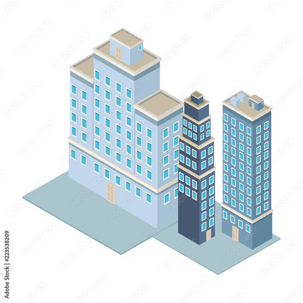 Company buildings isometric