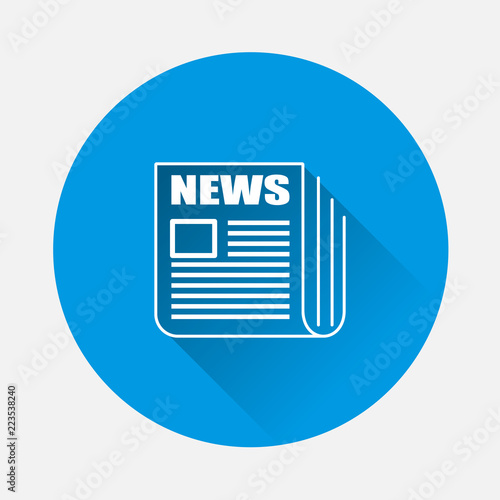 Vector illustration Newspaper news on blue background. Flat image news with long shadow. Layers grouped for easy editing illustration. For your design.