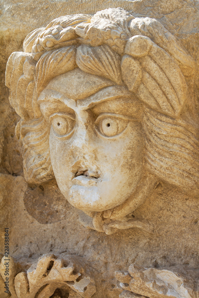 Theatrical mask relief, Myra, Demre Turkey