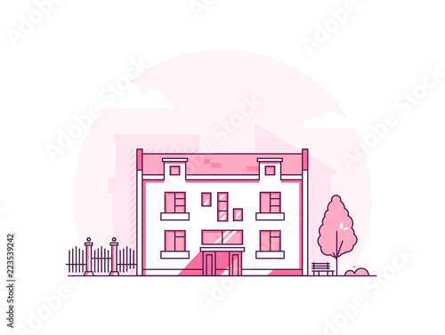 City architecture - modern thin line design style vector illustration