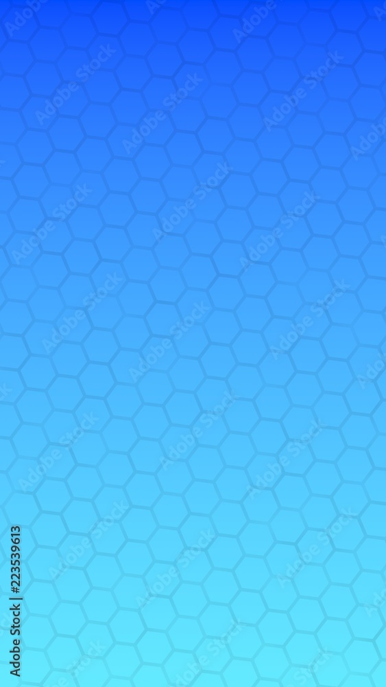 Translucent honeycomb on a gradient blue sky background. Perspective view on polygon look like honeycomb. Isometric geometry. Vertical image orientation. 3D illustration Translucent honeycomb on a gradient blue sky background. Perspective view on polygon look like honeycomb. Isometric geometry. Vertical image orientation. 3D illustration