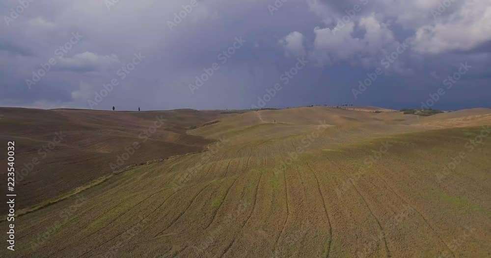 Aerial, beautiful view on tuscan fall landscape on a rainy day in Italy Aerial, beautiful view on tuscan fall landscape on a rainy day in Italy