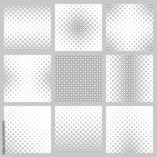 Set of nine monochrome diagonal square pattern designs © David Zydd