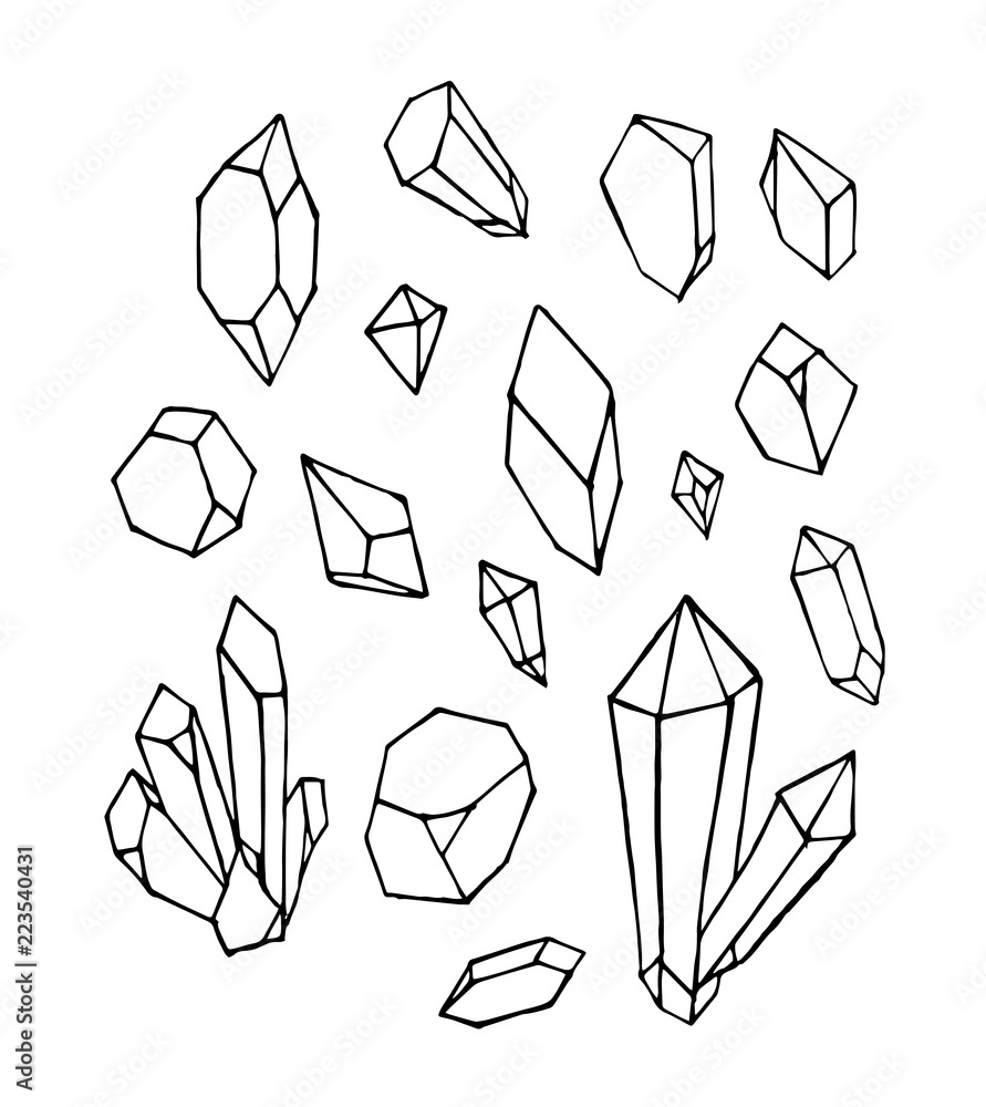 Vector of hand draw mineral crystal stone isolated on white Stock