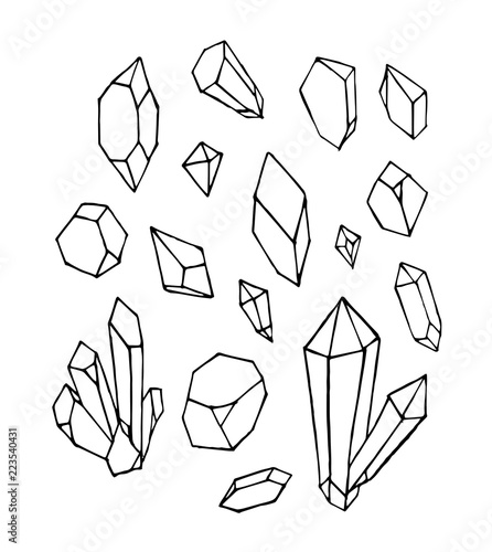 Vector of hand draw mineral crystal stone isolated on white