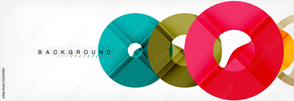 Colorful rings on grey background, modern geometric pattern design. Vector business or technology presentation design template, brochure or flyer pattern, or geometric web banner Colorful rings on grey background, modern geometric pattern design. Vector business or technology presentation design template, brochure or flyer pattern, or geometric web banner