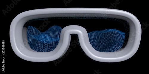 Virtual reality mask illustration on dark background. VR glasses technology concept. 3D illustration