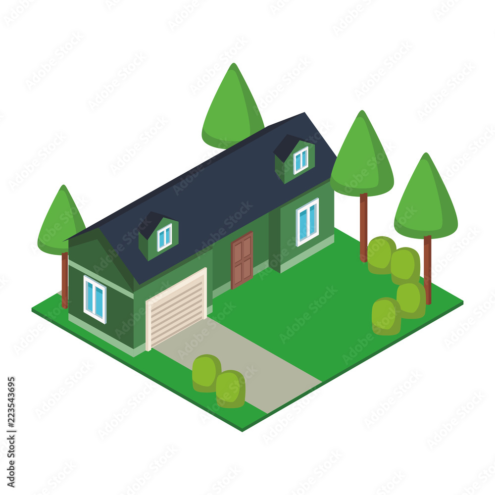 House with garden isometric
