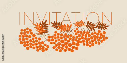 Simple orange rowanberry pattern for autumn design