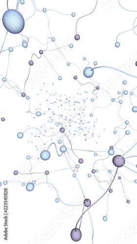 Neural network. Social network. Futuristic dna  deoxyribonucleic acid. Abstract molecule  cell illustration  mycelium. Light background. 3D illustration