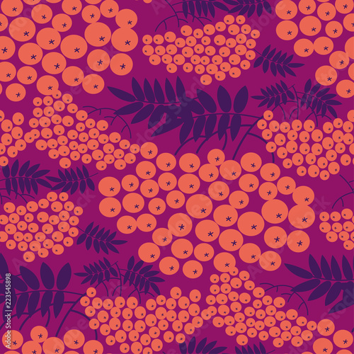 Modern pink rowanberry seamless pattern