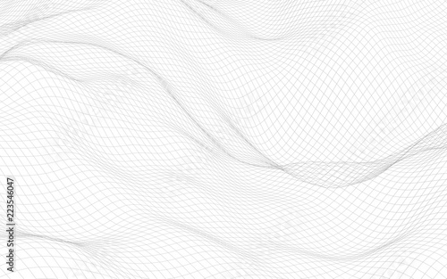 Wallpaper Mural Abstract landscape on a white background. Cyberspace grid. Hi-tech network. 3D illustration Torontodigital.ca
