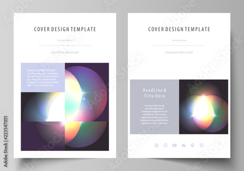 Business templates for brochure, magazine, flyer, booklet or annual report. Cover template, abstract vector layout in A4 size. Retro style, mystical Sci-Fi background. Futuristic trendy design.