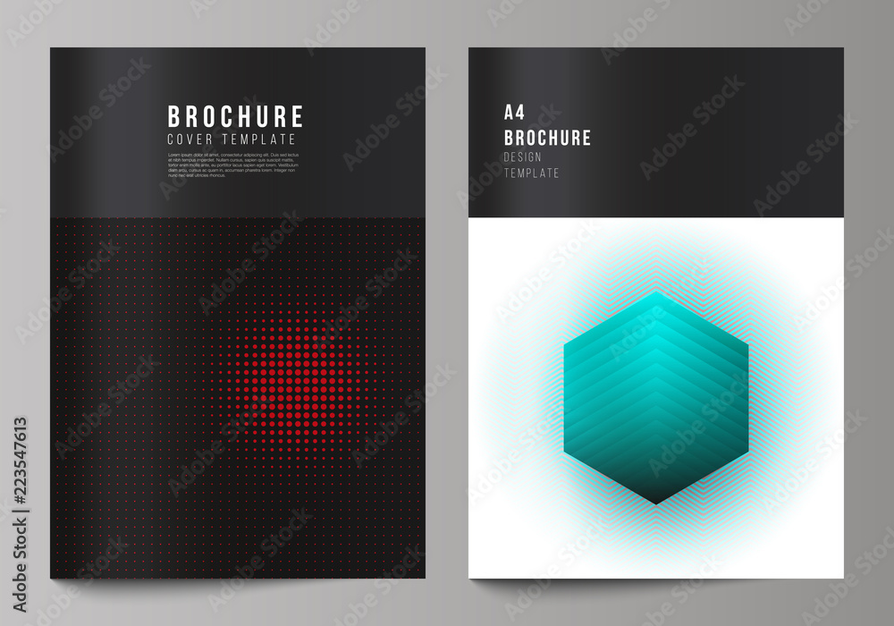 Fototapeta premium The vector illustration of the two editable layout A4 format cover design templates for brochure, magazine, flyer, booklet, report. Abstract vector backgrounds in minimal design.