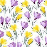 A pattern with yellow and purple crocus flowers (saffron)
