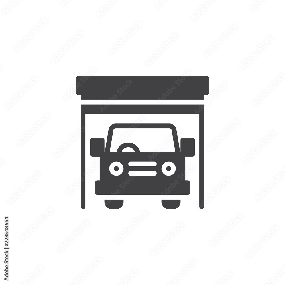 Car garage vector icon. filled flat sign for mobile concept and web design. Car service and repair simple solid icon. Symbol, logo illustration. Pixel perfect vector graphics