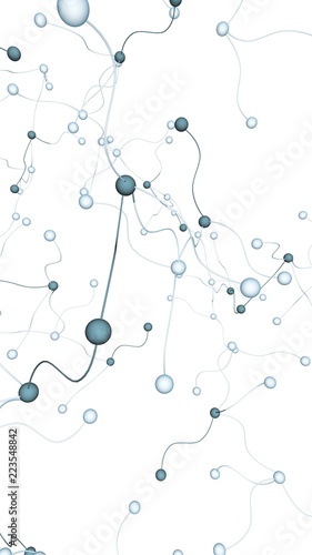 Neural network. Social network. Futuristic dna  deoxyribonucleic acid. Abstract molecule  cell illustration  mycelium. Light background. 3D illustration