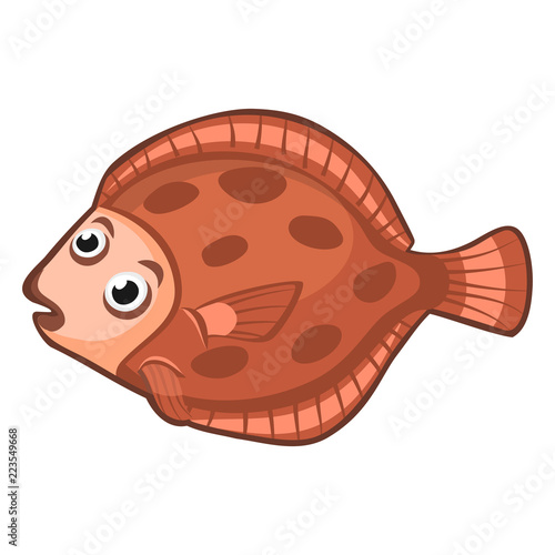 Cartoon vector flounder fish