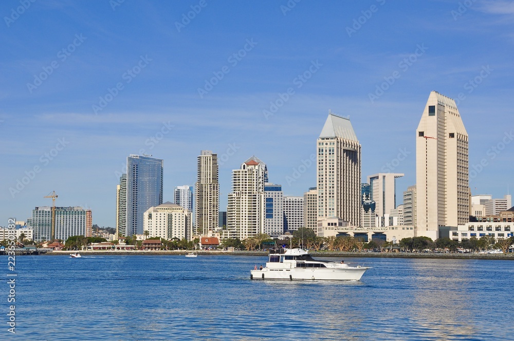 Boating in a beautiful day in San Diego, California