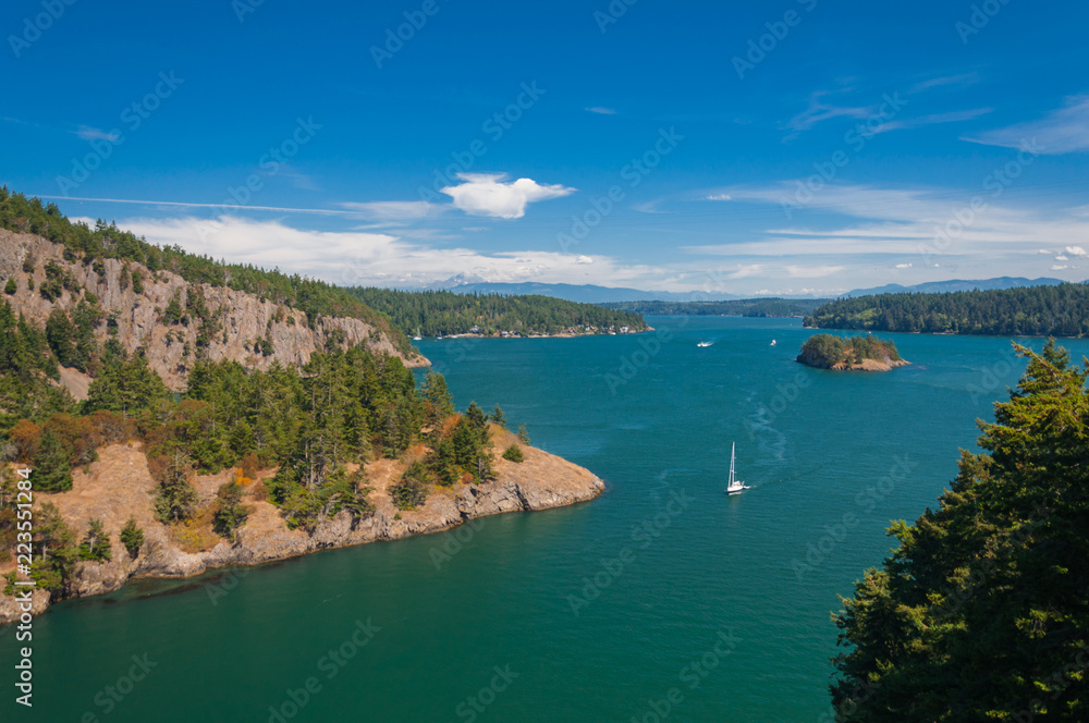 A yacht and Deception Pass