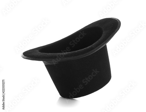 Black magician hat on white background