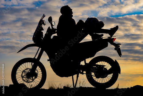 traveling alone motorcyclist lady