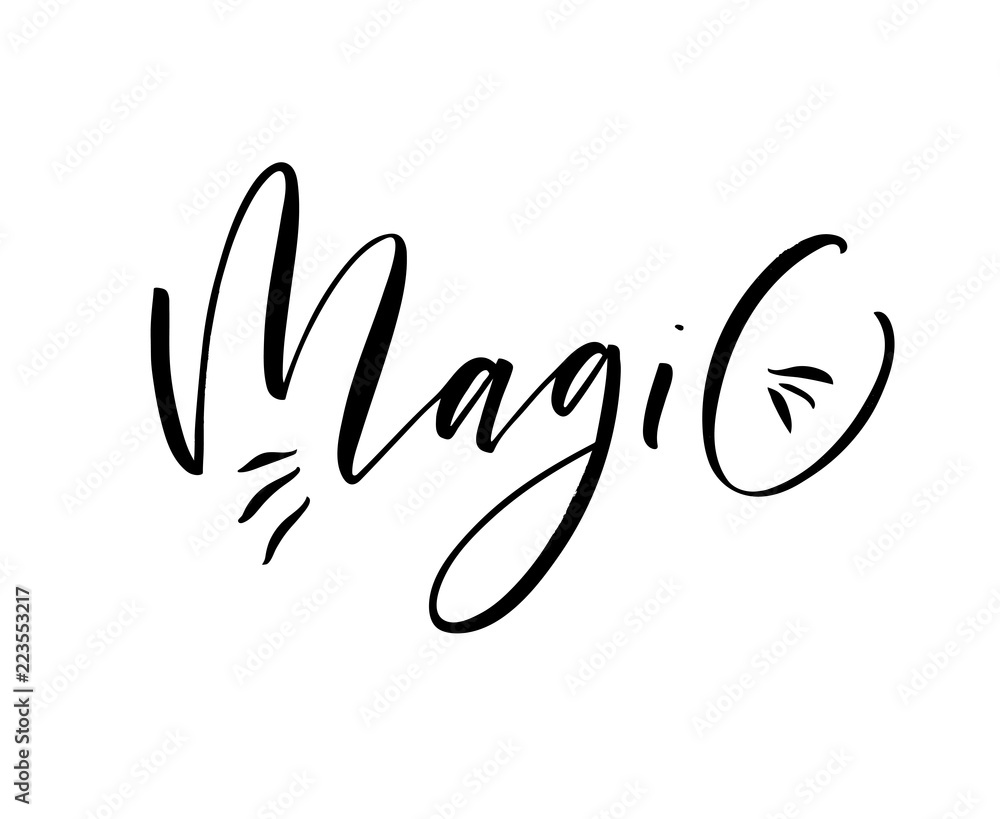 Magic card. Hand drawn brush style modern calligraphy. Vector
