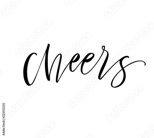 Cheers card. Hand drawn modern calligraphy.