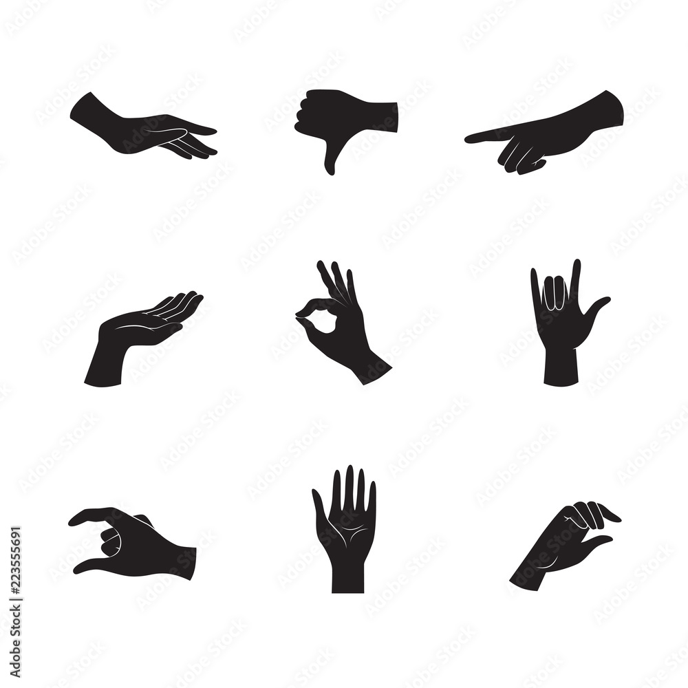 Collection of hand gesture icons. Vector art. Collection of hand gesture icons. Vector art.