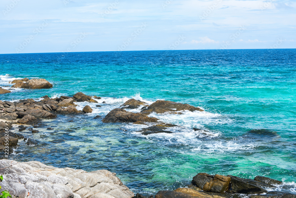 Blue Sea Coast Line Sand Stones Beach Tropical Blue Sea Coast Line Sand Stones Beach Tropical