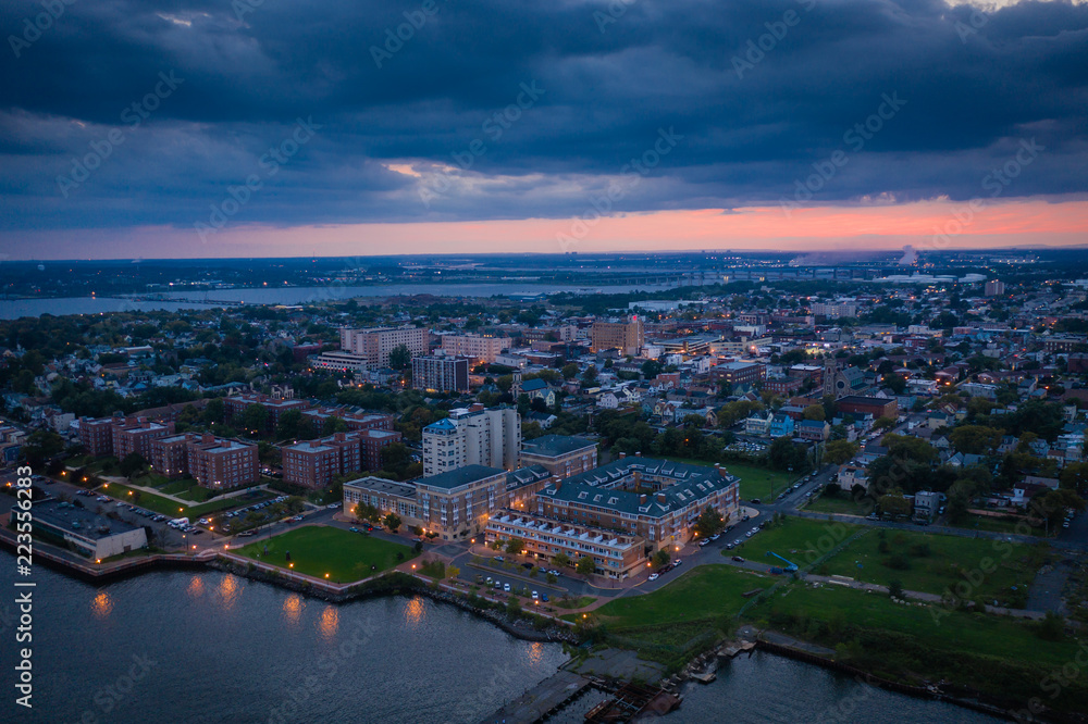 Aerial Sunset in Perth Amboy New Jersey